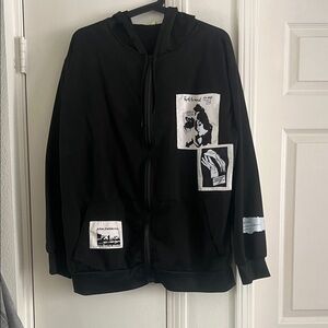 Black Graphic Bomber Jacket